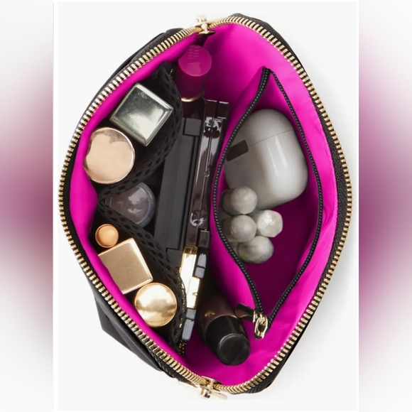 KUSSHI-Everyday Cosmetic Bag Black/Pink Nylon, 5" X 7 1/2" X 3 1/2"  NWOT - Picture 6 of 8